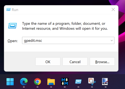 Start gpedit.exe using the Windows run dialog
